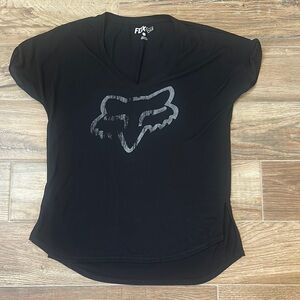 Fox Women's Black Tee with Silver Logo. In excellent condition